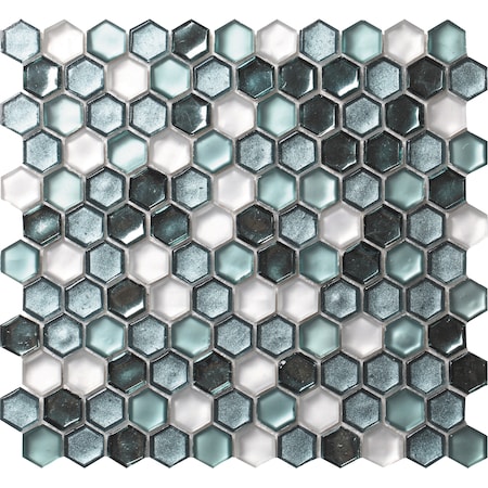 Apollo Tile Sample of Turtle Green 10.8"x11.5" Hexagon Glass Mosaic Tile APLAHX9904EC01 Sample
